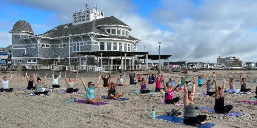 Mom & Son Yoga on the Beach in Hampton Beach, NH