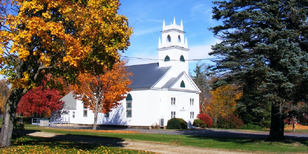 Fall at a church in Salisbury, NH