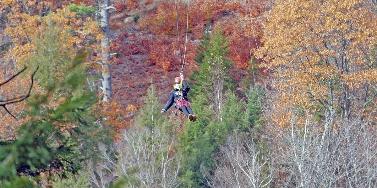 Fall at Alpine Adventures Zip Line in the White Mountains